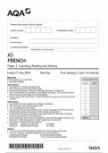 AQA AS FRENCH PAPER 1 QUESTION PAPER 2024 (7651/1 :Listening ,Reading and Writing )