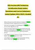 EPA Section 608 Technician Certification Study Guide | Questions and Correct Solutions | Latest Update 2024/2025 | Graded A+