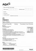 AQA AS FRENCH PAPER 2 QUESTION PAPER 2024 (7651/2:Writing)