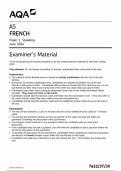 AQA AS FRENCH PAPER 3T SPEAKING 2024 (7651/3T/3V :Examiners Material)