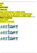 AQA  AS HISTORY 7041/2L Italy and Fascism, c1900–1945 Component 2L The crisis of Liberal Italy and the Rise of Mussolini, c1900–1926 Mark scheme June 2024 Version: 1.0 Final