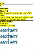  AQA  AS HISTORY 7041/1H Tsarist and Communist Russia, 1855–1964 Component 1H Autocracy, Reform and Revolution: Russia, 1855–1917 Mark scheme June 2024 Version: 1.0 Final