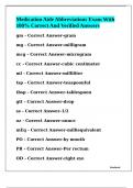 Medication Aide Abbreviations Exam With 100% Correct And Verified Answers