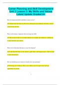 Career Planning and Skill Development Unit 2 Lesson 3: My Skills and Values  Latest Update Graded A+