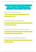 Career Planning and Skill Development Unit 2 Lesson 2: My Interests and Aptitudes Latest Update 100% Pass