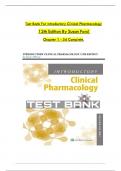 Test Bank For Introductory Clinical Pharmacology 12th Edition By Susan Ford 