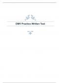 DMV PRACTICE WRITTEN TEST EXAM  WITH 100% ACCURATE ANSWERS