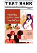 TEST BANK FOR Maternity and Women's Health Care 13th Edition by Deitra Leonard Lowdermilk, Kitty Cashion, Kathryn Rhodes Alden, Ellen Olshansky & Shannon E. Perry ISBN:9780323810180 Chapters 1-38 || Guide A+