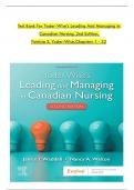 TEST BANK For Yoder-Wise’s Leading And Managing In Canadian Nursing, 2nd Edition, Patricia S. Yoder-Wise, Verified Chapters 1 - 32, Complete Newest Version