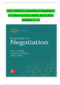 TEST BANK For Essentials of Negotiation, 7th Edition by Roy Lewicki, Bruce Barry, Verified Chapters 1 - 12, Complete Newest Version