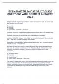 EXAM MASTER PA-CAT STUDY GUIDE QUESTIONS WITH CORRECT ANSWERS 2024.