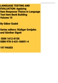 Exam (elaborations) [LANGUAGE TESTING AND EVALUATION 10] GÁBOR SZABÓ Applying Item Response Theory in Language Test Item Bank Building 