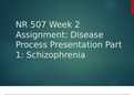 NR 507 Week 2 Assignment: Disease Process Presentation Part 1: Schizophrenia