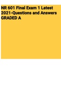 Exam (elaborations) NR 601 Final Exam 1 Latest-Questions And Answers 