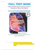 Test Bank for Clinical Manifestations and Assessment of Respiratory Disease 9th Edition by Des Jardins, All Chapters Covered, A+ guide.