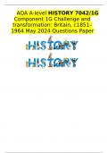 AQA A-level HISTORY 7042/1G Component 1G Challenge and transformation: Britain, c1851–1964 May 2024 Questions Paper