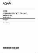 AQA GCSE COMBINED SCIENCE TRILOGY BIOLOGY MARK SCHEME PAPER 1H 2024 (8464/B/1H)