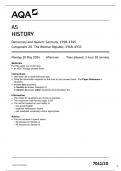 AQA AS HISTORY 7041/2O Democracy and Nazism: Germany, 1918–1945 Component 2O The Weimar Republic, 1918–1933 May Questions Paper