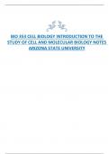 BIO 353 CELL BIOLOGY INTRODUCTION TO THE  STUDY OF CELL AND MOLECULAR BIOLOGY NOTES  ARIZONA STATE UNIVERSITY