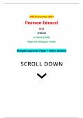 Official Summer 2024 Pearson Edexcel GCSE 1FR0/4H In French (1FR0) Paper 4H: Writing in French Merged Question Paper + Mark Scheme