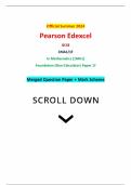 Official Summer 2024 Pearson Edexcel GCSE 1MA1/1F In Mathematics (1MA1) Foundation (Non-Calculator) Paper 1F Merged Question Paper + Mark Scheme