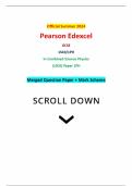 Official Summer 2024 Pearson Edexcel GCSE 1SC0/1PH In Combined Science Physics (1SC0) Paper 1PH Merged Question Paper + Mark Scheme