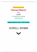 Official Summer 2024 Pearson Edexcel GCSE 1SC0/2BF In Combined Science Biology (1SC0) Paper 2BF Merged Question Paper + Mark Scheme