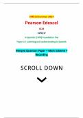 Official Summer 2024 Pearson Edexcel GCSE 1SP0/1F In Spanish (1SP0) Foundation Tier Paper 1F: Listening and understanding in Spanish Merged Question Paper + Mark Scheme + Recording