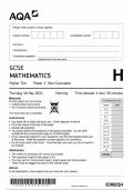 2024 AQA GCSE MATHEMATICS HIGHER PAPER 1 NON-CALCULATOR INCLUDING MARK SCHEME