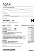 2024 AQA GCSE MATHEMATICS HIGHER PAPER 2 CALCULATOR INCLUDING MARK SCHEME