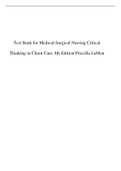 Test Bank for Medical-Surgical Nursing Critical Thinking in Client Care, 4th Edition Priscilla LeMon