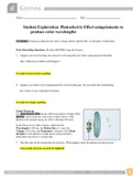 Gizmos Student Exploration: Photoelectric Effect Using Elements to Produce Color Wavelengths