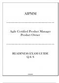 AIPMM Agile Certified Product Manager Product Owner - Readiness Exam Guide Q & S 2024.