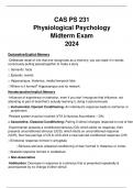 (BU) CAS PS 231 Physiological Psychology Midterm Exam 2024