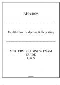 (Capella) BHA4008 Healthcare Budgeting & Reporting - Midterm Readiness Exam Guide 20242025