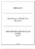 (Capella) BHA4010 Introduction to Health Care Research - Midterm Readiness Exam Guide