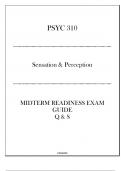 (UMGC) PSYC 310 Sensation & Perception - Midterm Readiness Exam Guide 20242025.