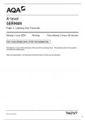 AQA A-level GERMAN 7662/1/T Paper 1 Listening Test Transcript June 2024