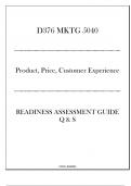 (WGU D376) MKTG 5040 Product, Price, Customer Experience - Readiness Assessment Guide Q & S