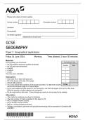 AQA GCSE GEOGRAPHY (8035-3) Geographical applications PAPER 3  JUNE 2024 QUESTION PAPER 2024