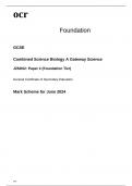 ocr GCSE Combined Science Biology A (Gateway Science) J250/02: Paper 2 (Foundation Tier) MARK SCHEME for June 2024