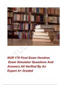 NUR 176 Final Exam Hondros  Exam Simulator Questions And Answers All Verified By An Expert A+ Graded 