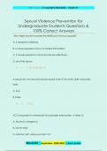 Sexual Violence Prevention for  Undergraduate Students Questions &  100% Correct Answers