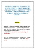 WV STATE LIFE INSURANCE EXAM 2024  ACTUAL EXAM 2 VERSIONS (VERSION A  AND B) COMPLETE 400 QUESTIONS WITH  DETAILED VERIFIED ANSWERS (100%  CORRECT ANSWERS) /ALREADY  GRADED A+