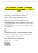 EPA Lead Risk Assessor Exam Study Guide Questions And Answers Graded A 2024