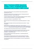 Water Treatment AWWA Questions Grades 1 and 2. Treatment Process Questions and Answers 100% correct