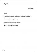 ocr GCSE Combined Science Chemistry A (Gateway Science) J250/09: Paper 9 (Higher Tier) MARK SCHEME for June 2024