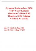 Instructor's Manual For Dynamic Business Law (2024) 6th Edition By Nancy Kubasek (All Chapters, 100% Original Verified, A+ Grade)