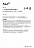 AQA GCSE CHINESE (MANDARIN) FOUNDATION AND HIGHER TIER PAPER 2 2024 (8673/SF+SH)