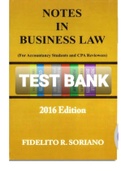 Exam (elaborations) TEST BANK BUSINESS LAW BY SORIANO 
